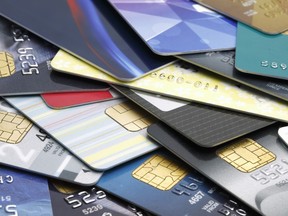 A file photo of several credit and bank cards