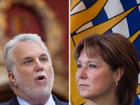 Quebec Premier Philippe Couillard and B.C. Premier Christy Clark.