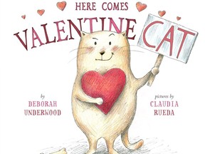 Cover illustration by Claudia Rueda for Here Comes Valentine Cat, by Deborah Underwood.