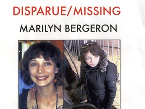 Flyer, in part, from 2009 for missing person Marilyn Bergeron.