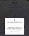 The Uber app warned that demand could be higher during a taxi protest Feb. 10, 2016.