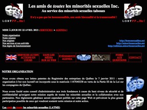 Website of Les amis de toutes les minorités sexuelles, a pedophile support group.