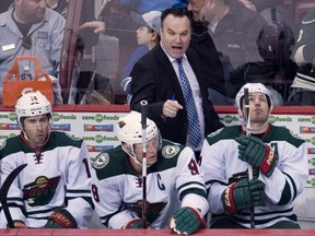 Minnesota Wild interim coach John Torchetti is seen during first period NHL action against the Canucks in Vancouver on Feb. 15, 2016.