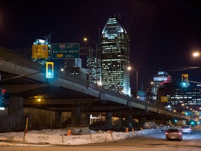 A night view of the Bonaventure Expressway near Wellington St. in Montreal on Friday, Dec. 19, 2014.