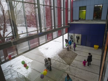 A view of the entrance area of the N.D.G. Cultural Centre and Benny Library in Montreal on Saturday, Feb. 6, 2016, at an open house.