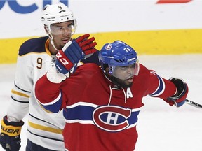 "We owe it to our fans to perform better and to be better and give them a reason to want to spend the price of admission to come and watch us play," says Canadiens' P.K. Subban, appealing to referee after being roughed up by Sabres' Evander Kane in Montreal on Feb. 3, 2016.