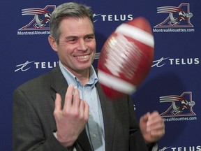 Montreal Alouettes new receiver coach Jacques Chapdelaine, during his introduction to the media at the Olympic Stadium on Wednesday Feb. 10, 2016.