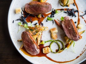 Duck magret, presented in thick, crimson slices surrounded by potato gnocchi, roasted vegetables, black trumpet mushrooms and a soy and maple sauce: a dish that falls somewhere between chic bistro and fancy restaurant cooking.