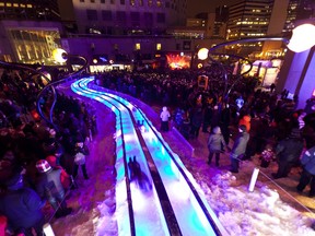 Montrealers turn out by the thousands to partake in the 9th annual Nuit Blanche on Saturday February 25, 2012.