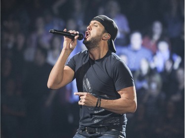 Luke Bryan in concert at the Bell Centre in Montreal Thursday February 25, 2016.