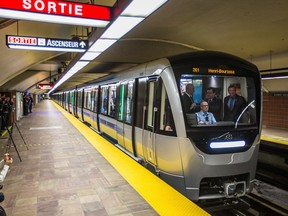 MONTREAL, QUE.: FEBRUARY 7, 2016 -- The new Metro AZUR train cars arrive at Henri-Bourassa metro for the first public ride in the orange line in Montreal on Sunday, February 7, 2016. (Dario Ayala / Montreal Gazette)