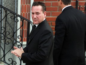 Leonardo Rizzuto, grandson of Nicolo Rizzuto Sr., arrives at the funeral of his grandfather and reputed former head of the Montreal Mafia at the Notre-Dame-de-la-Defense church in Little Italy in Montreal on Monday, November 15, 2010.