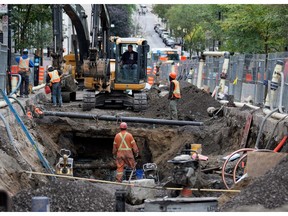 A section of Peel St. in Montreal on Oct. 7, 2015 while work was being done on the sewer lines and potable water supply.