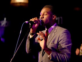 Leon Bridges performs at the Nielsen Pre-Grammy Party in West Hollywood, Calif., on February 14, 2016.