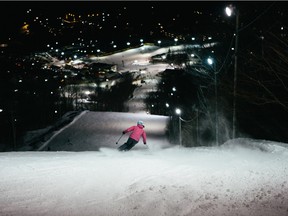 Night skiing at Ski Bromont.