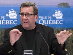 Quebec City Mayor Regis Labeaume speaks about how legionnaire's disease has killed six people in Quebec City and sickened 65 others in what health officials say is the worst outbreak Canada has seen in recent years, Friday August 24, 2012, in Quebec City.