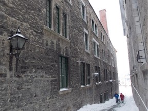 A winter walk along on Saint-Dizier St. in Old Montreal in 2014.