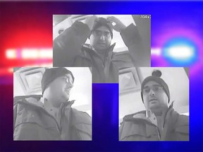 Photos of a suspect in a bank robbery Jan. 12 in LaSalle.