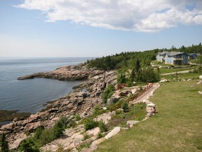 The Natakam condos at the Innu Reserve of Essipit were built for whale-watching on the St. Lawrence River northeast of Tadoussac.