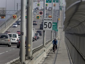 The bike path on the Jacques- Cartier Bridge could be closed on Thursday.