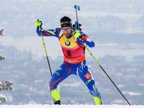 Martin Fourcade of France competes during the Men's 10 km Sprint event at the IBU World Championships Biathlon competition in Oslo Holmenkollen, Norway, on March 5, 2016.
