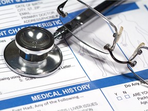 Close up of a Medical History form and a doctor's Stethoscope    DOWNLOADED Feb. 17,2015 for iPad   CREDIT: FOTOLIA