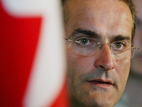 Federal Transport Minister Jean Lapierre fields questions after a speech in Halifax in 2005.