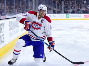 Canadiens captain Max Pacioretty falls to the ice after losing a skate blade during the first period against the Kings at the L.A. .Staples Center, March 3,  2016. The Habs lost 3-2.