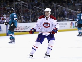 Mike Brown makes his debut with the Canadiens in action against the San Jose Sharks at the SAP Center on Feb. 29, 2016.
