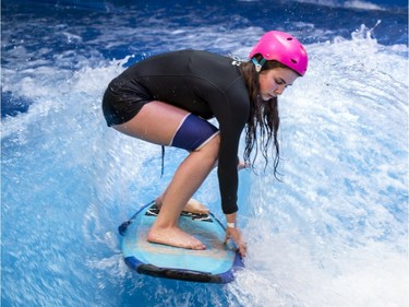 Jessica Deguaye competes in the under 17 category contest at Oasis Surf on Friday, March 25, 2016, in Brossard.