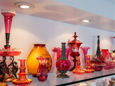 The 19th century cranberry glass decorations. (Dario Ayala / Montreal Gazette)