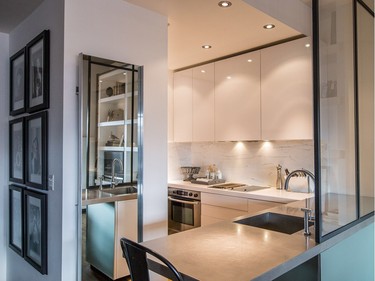 The kitchen has stainless steel countertops. (Dario Ayala / Montreal Gazette)