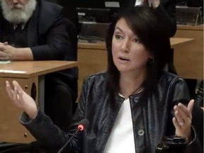 Former Quebec deputy-premier and Liberal MNA Nathalie Normandeau, testifies at the Charbonneau Commission Wednesday June 18, 2014 in Montreal. Normandeau and several others were arrested by Quebec's anti-corruption unit early Thursday.