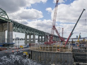 The worksite for the new Champlain Bridge under construction on Friday, March 18, 2016.