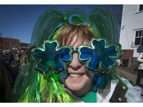 Julie Lamarre wears her best for the annual St. Patrick's Day parade in Hudson held in 2016.
