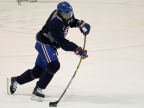 Canadiens defenceman P.K. Subban takes a shot on net during a team practice at the Bell Sports Complex in Montreal on Wednesday March 23, 2016. Subban participated in his first full practice after suffering a neck injury.