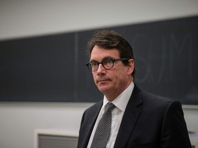 Parti Québécois leader Pierre Karl Péladeau addresses students during an event organized for sovereignty week at Université de Montréal  on Monday.