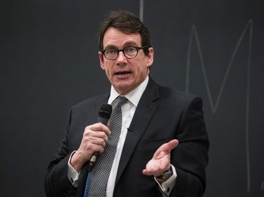 Parti Quebecois leader Pierre Karl Péladeau speaks to students during an event organized for sovereignty week at the Universite de Montreal in Montreal on Monday, March 7, 2016.