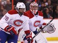 P.K. Subban (L) and Carey Price of the Montreal Canadiens at Canadian Tire Centre in Ottawa, November 07, 2013.