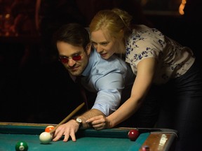 Matt Murdoch (Charlie Cox) and Karen Page (Deborah Ann Woll) in Season 2 of Marvel's Daredevil on Netflix in 2016.