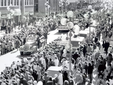 Police estimated 500,000 people squeezed onto the street to watch Montreal's St. Patrick's Day parade in 1987.