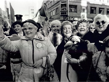 The women of the Clahane Clan at the St. Patrick's parade in 1983.