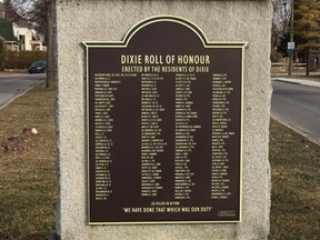 The plaque on the Dixie Roll of Honour war memorial in Lachine has been stolen six times in 10 years.
