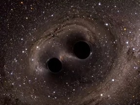 What it would look like when two black holes merge into one.