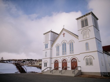 A view of the Saint-Francois-Xavier church in Bassin, in Les Iles de la Madeleine on Tuesday, April 5, 2016.