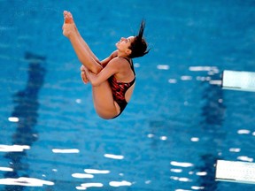 Pamela Ware of Canada competes in the semifinal of the women's 3m Springboard during the FINA Diving World Cup — Aquece Rio Test Event for the Rio 2016 Olympics at Maria Lenk Aquatics Centre on Feb. 23, 2016, in Rio de Janeiro, Brazil.