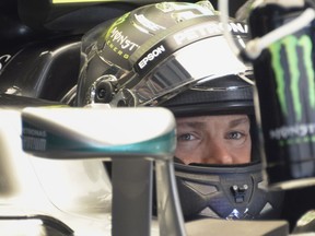 Nico Rosberg sits in his Mercedes during practice for the Russian Grand Prix at the Sochi Autodrom.