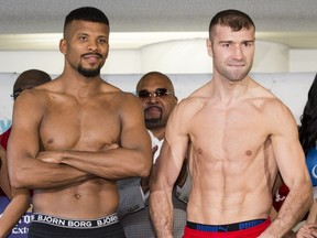 Badou Jack (20-1-1, 12 KOs), left, makes the second defence of his WBC super-middleweight championship against Montreal's Lucian Bute (32-3, 25 KOs) in the 12-round main event Saturday night in Washington.
