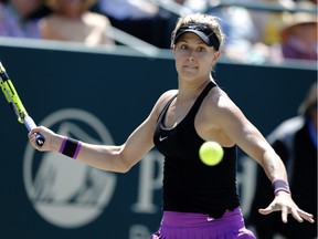 Westmount's Eugenie Bouchard fired two aces and won 60 per cent of her first service points in her Volvo Car Open first-round match on Tuesday, April 5, 2016.