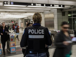 An SPVM police officer. (Dario Ayala / Montreal Gazette)